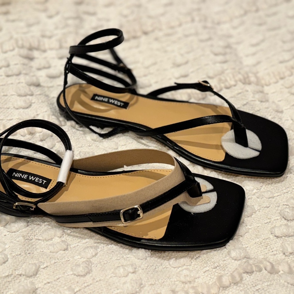 Nine West Black Sandals with Strappy Design
